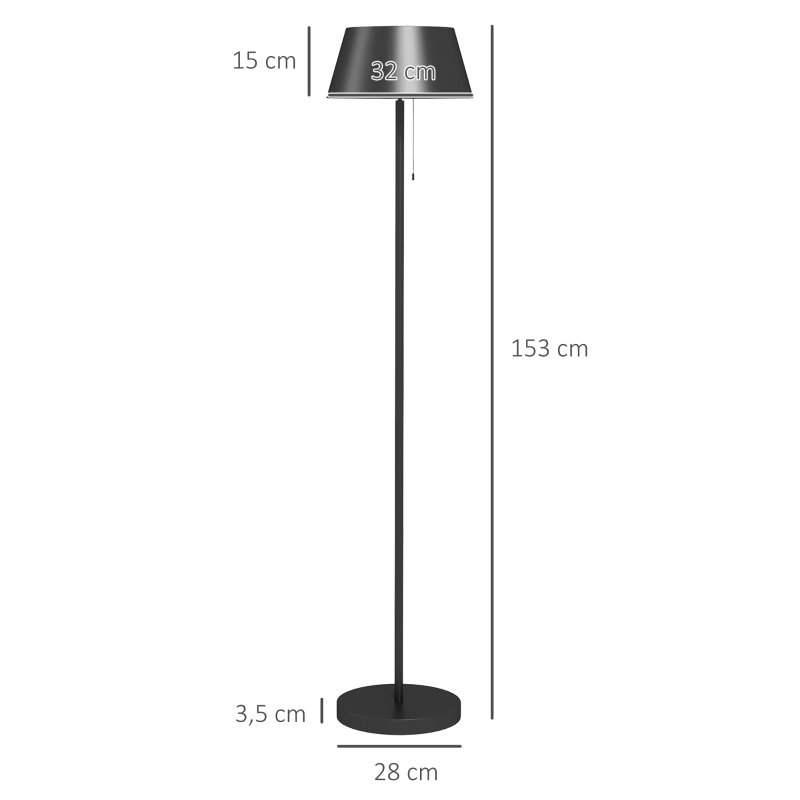 Lampa słoneczna Outsunny do ogrodu, stojąca lampa na zewnątrz, ładowana przez USB, lampy solarno-LED do użytku wewnątrz, regulowana jasność, ciepły biały kolor, czarny