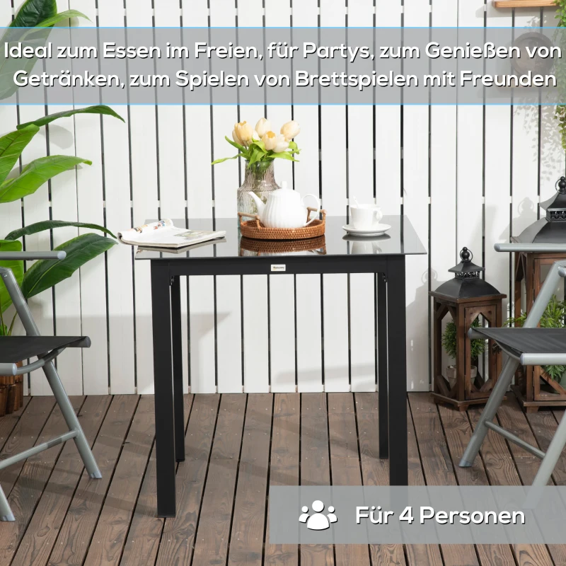 Outsunny Tuinmeubel Tuintafel Loungetafel voor buiten, weerbestendig, 80 x 80 x 74 cm, Zwart