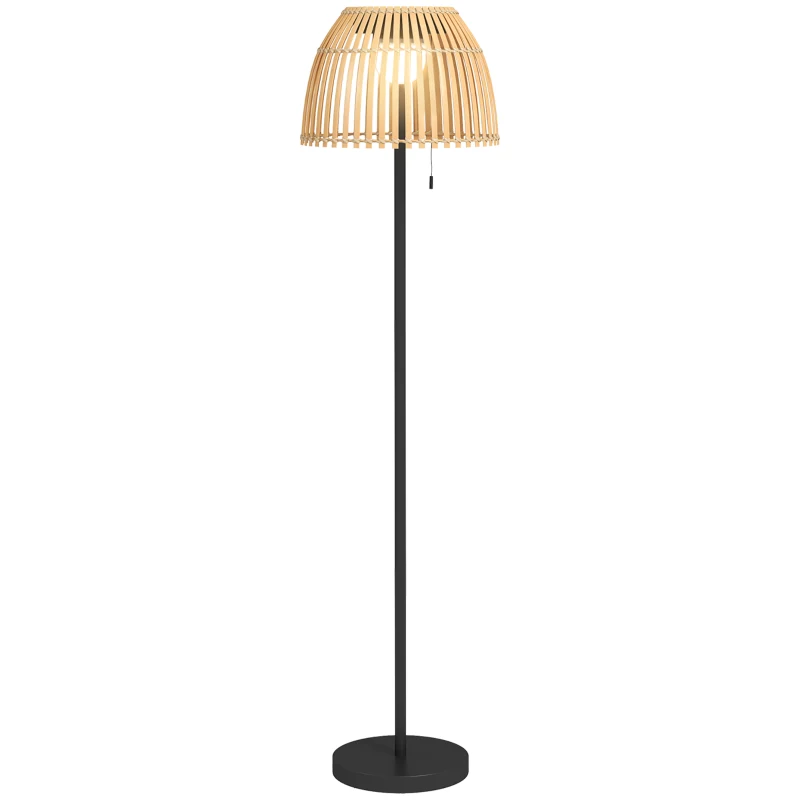 Outsunny Lampa podłogowa lampa stojąca lampa designerska, oświetlenie LED, 3 poziomy jasności, bambus,  39 x 39 x 153 cm, naturalne