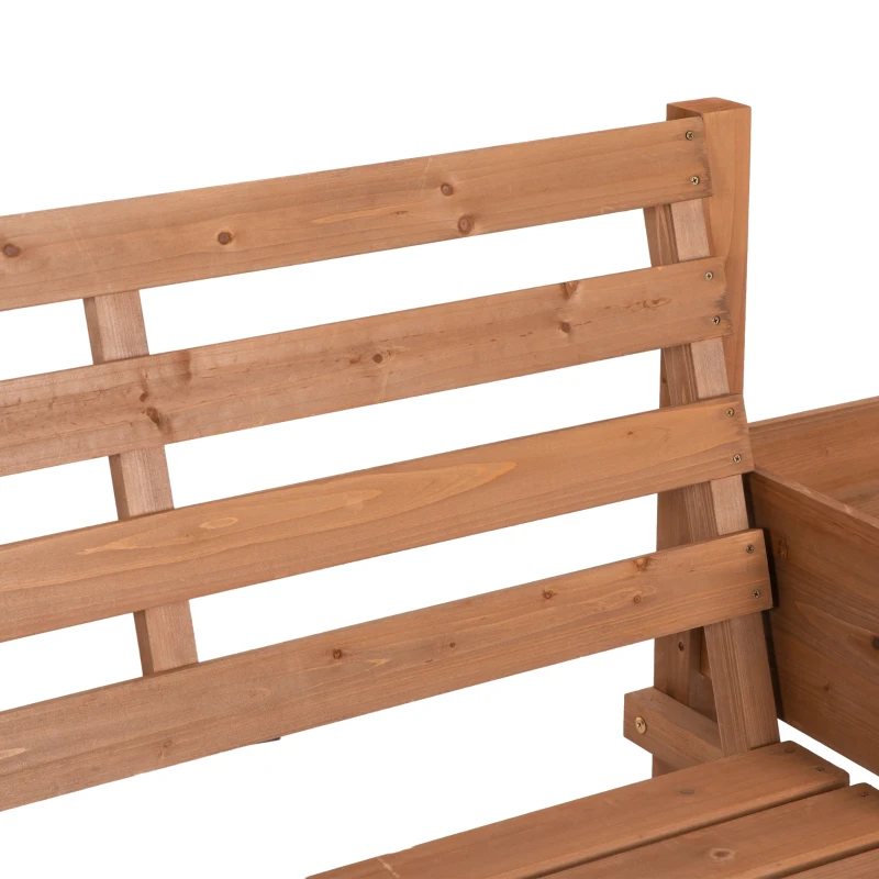 Outsunny Tuinbank, 2-Zits Bank, inclusief plantenbakken, hout, 184 cm x 59 cm x 95 cm, Bruin