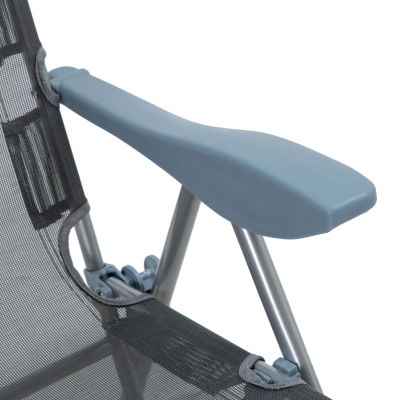 Outsunny Składany Fotel Ogrodowy, Odporny na Warunki Pogodowe, 63 cm x 81 cm x 108 cm, Szary + Srebrny