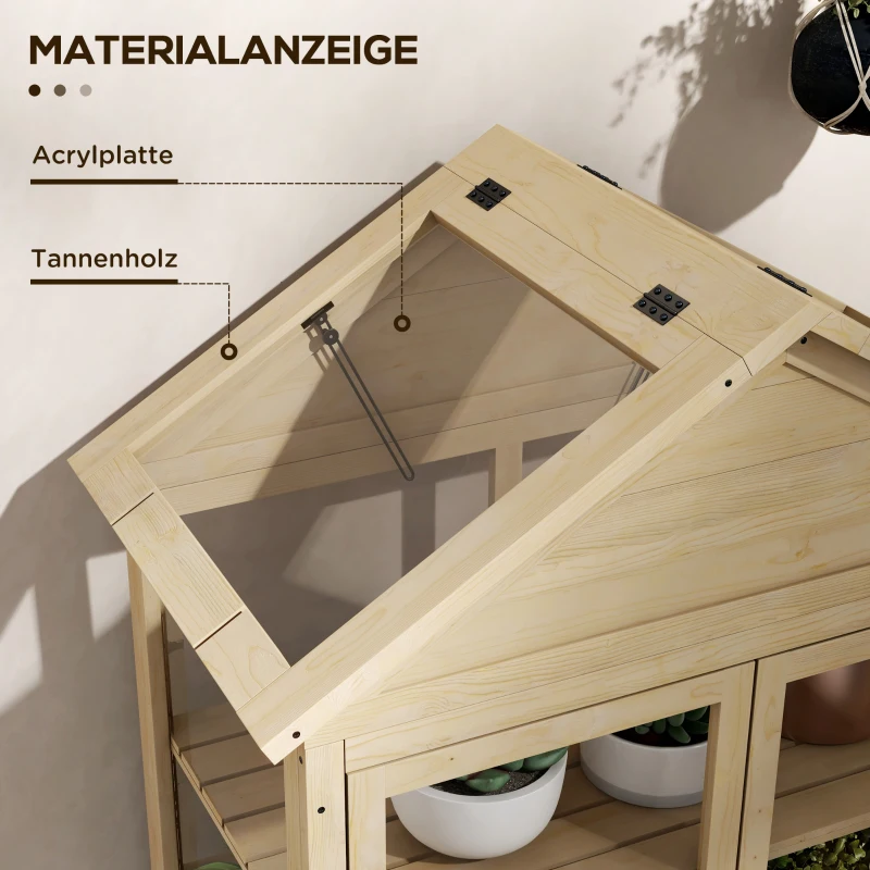 Outsunny Kas met Plank, Transparante Behuizing, Dakraam, Vergrendelbare Deur, Acryl, Houten Frame, 100x56,5x178 cm(m-7)