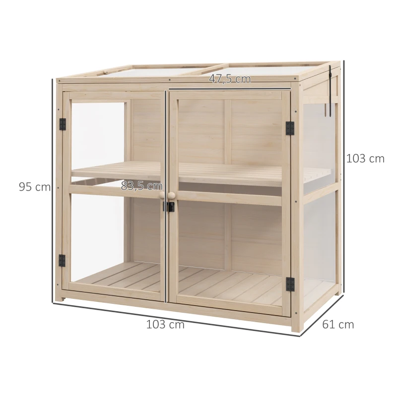 Outsunny Frühbeet Hoogbed Plantenbed, weerbestendig, 2 niveaus, vurenhout, 103 x 61 x 103 cm, Natuur(m-3)