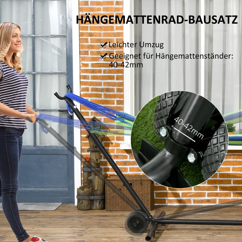 Outsunny koło do hamaków w komplecie z stojakiem na hamak, 20 cm x 18 cm x 18 cm, Czarny