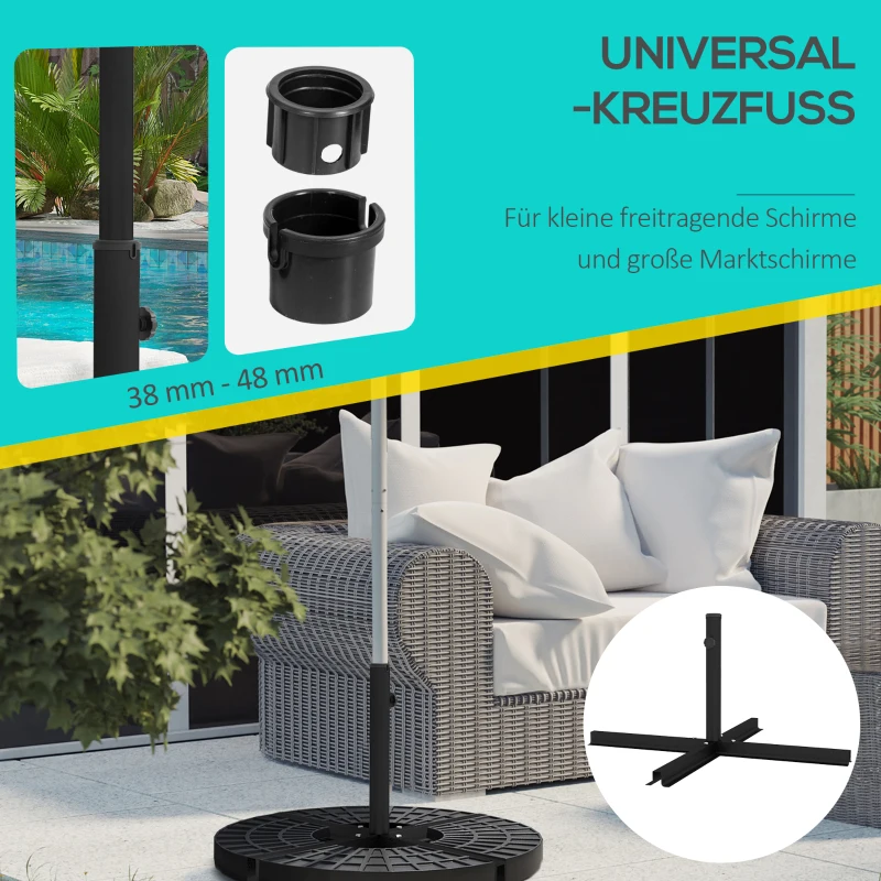 Outsunny Stelaż do parasola Stojak do parasola Krzyżowy stopa, odporny na warunki atmosferyczne, 100 x 100 x 75 cm, Czarny