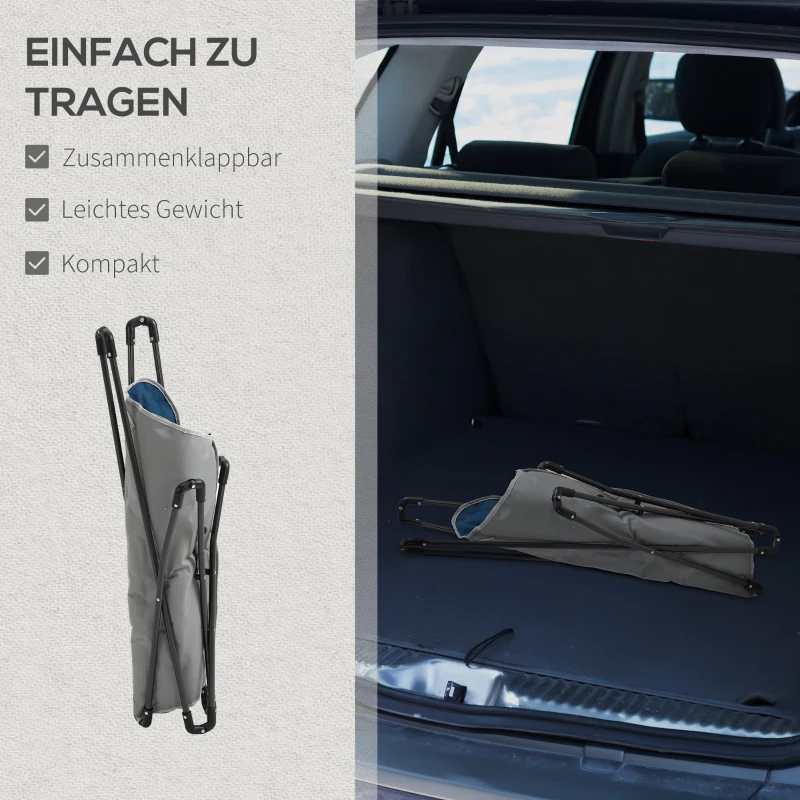 Outsunny Krzesło campingowe, składane, lekka rama stalowa, antypoślizgowe nogi, Niebieski, 88 x 74 x 84 cm