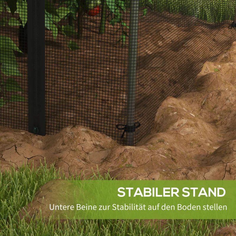 Outsunny Vogelbeschermingsnet, plantenbescherming, stevig, deur met ritssluiting, 120x120x188 cm, Zwart/Zilver