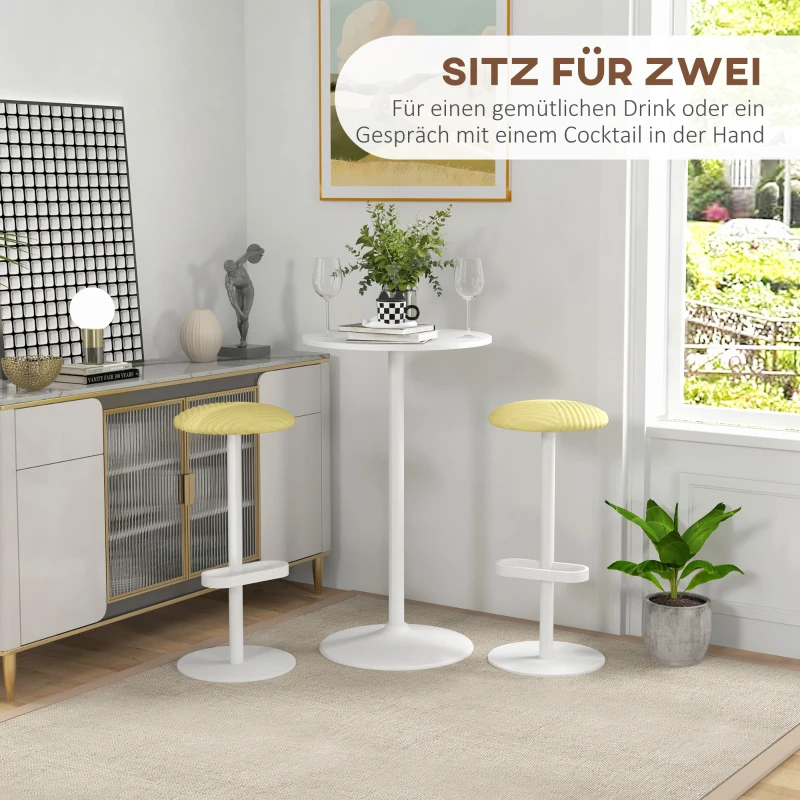 HOMCOM Bartafel Staantafel, Tafel voor 2 Personen, 60 x 60 x 102 cm, Wit