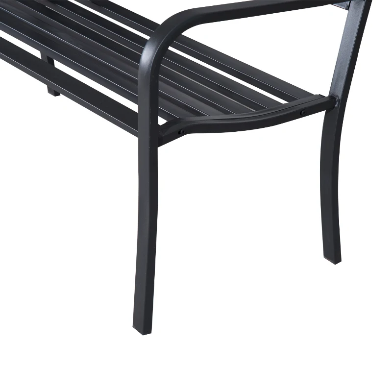 Outsunny Ławka Ogrodowa Metalowa z Wzornictwem Kwiatowym, 2-osobowa, Nośność 240 kg, Stal, 127D x 60S x 87W cm, Czarny