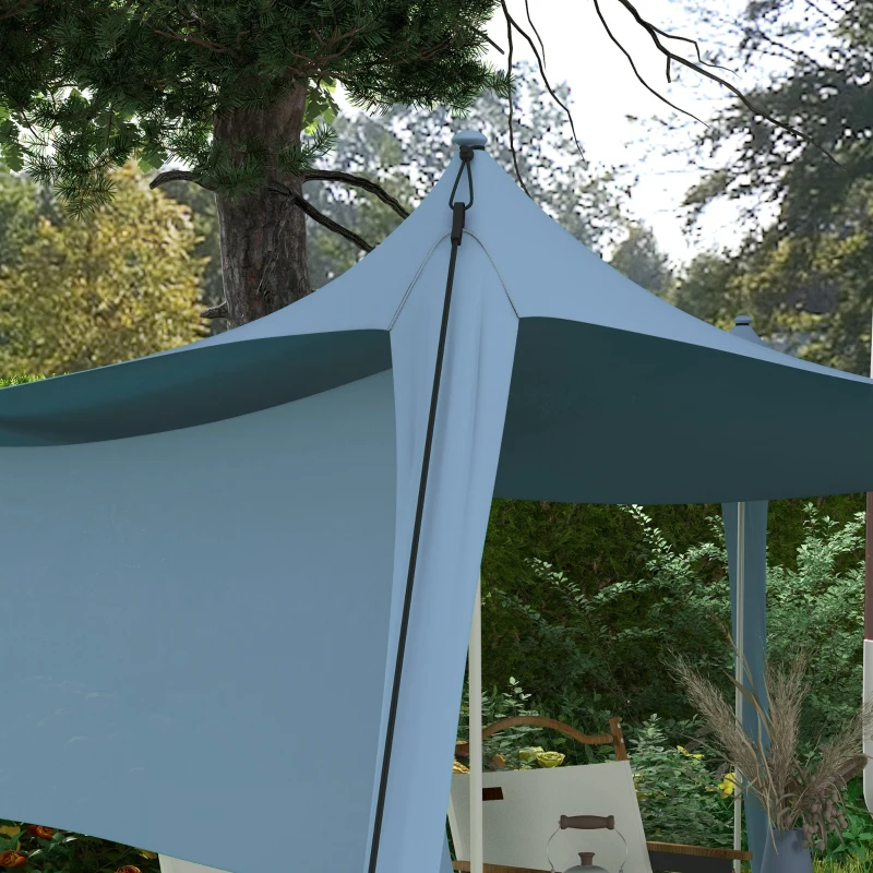 Outsunny Żagiel przeciwsłoneczny, wodoodporny, dostosowalny, lekki, składany, słupy stalowe, 3x3x2m, Niebieski