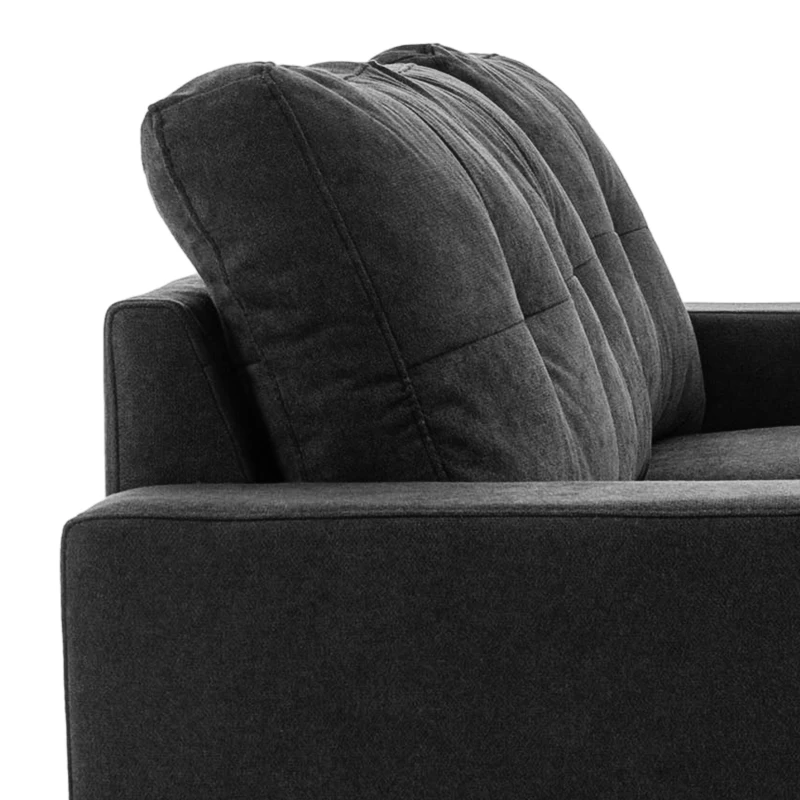 HOMCOM 3-zits hoekbank, linnenlook, omkeerbare chaise longue, 193x136x85 cm, zwart(m-9)