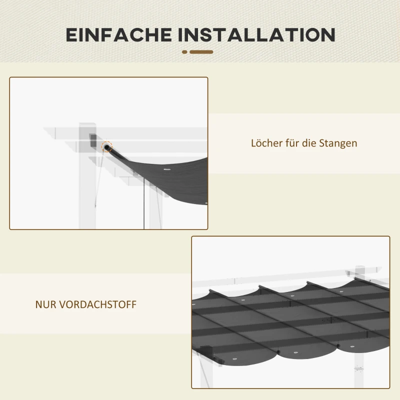 Outsunny Vervangend zeil voor 3x3m paviljoens, met waterafvoergaten, 2,50 x 2,55 m, Donkergrijs