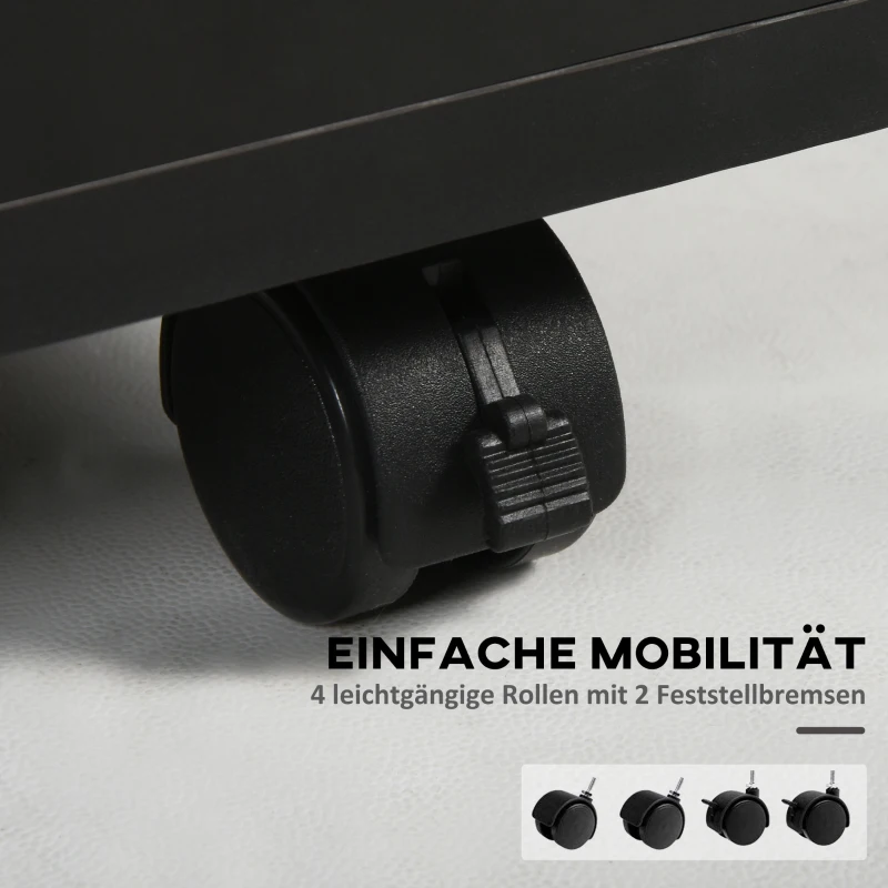 HOMCOM Kontener na kółkach z szufladami, 1 półka, 1 szuflada, 40 cm x 35 cm x 60 cm, Czarny