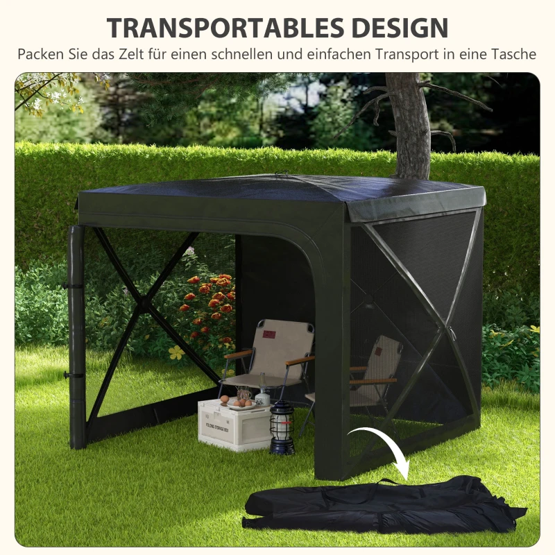 Outsunny Pawilon składany ok 2,5 x 2 m z bocznymi ściankami, pawilon pop-up z ochroną UV, kieszenią boczną, namiot ogrodowy, namiot imprezowy na balkon, taras, Oxford Czarny
