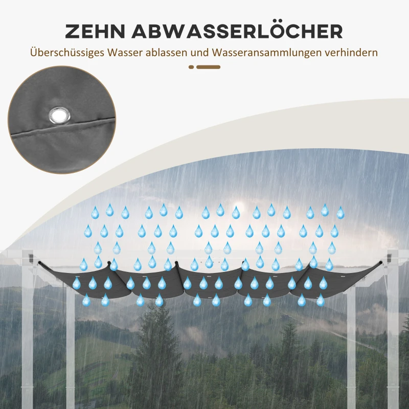 Outsunny Vervangend zeil voor 3x3m paviljoens, met waterafvoergaten, 2,50 x 2,55 m, Donkergrijs
