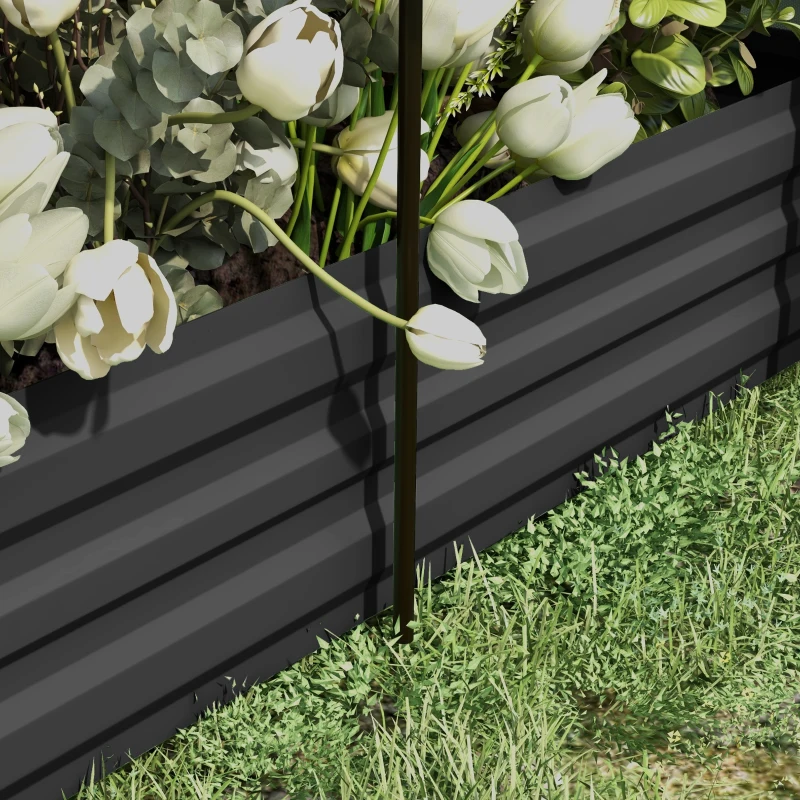 Outsunny Hoge plantenbak met vogelnet en zonnescherm, metalen behuizing, 230x110x110 cm, Grijs/Groen/Zwart