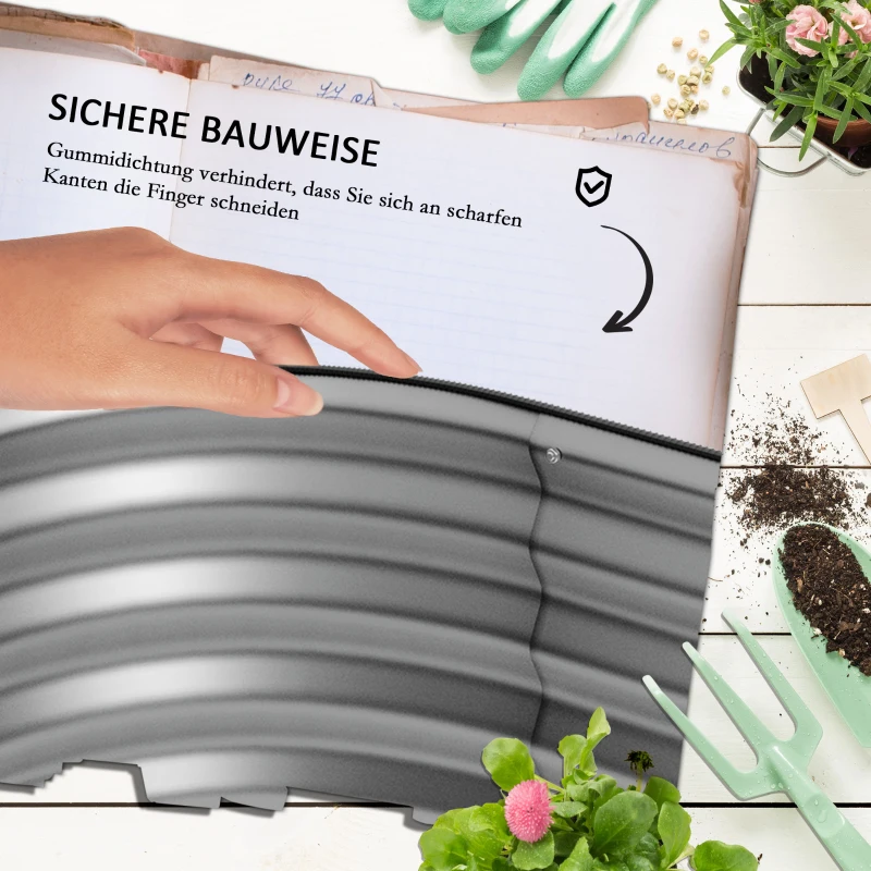 Outsunny Hochbeet Skrzynka Warzywna, modularne wysokie łóżko, chronione brzegi, design bez dna, 150 x 62 x 30 cm, Srebrne