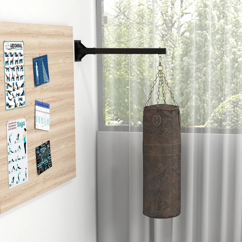 SPORTNOW Boxsackhouder, wandmontage, 9 hoeken, staal, tot 100 kg, zwart