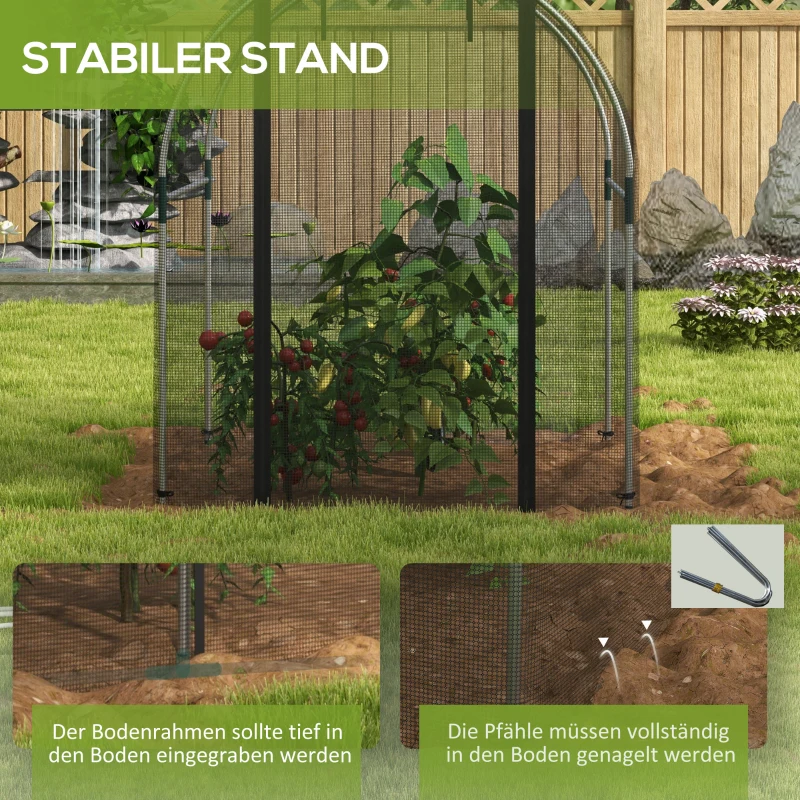 Outsunny Plantenbeschermingsnet, Vogelbescherming, met Deur en Stabiel Stalen Frame, 1,2x1,5x1,5m, Zwart/Zilver