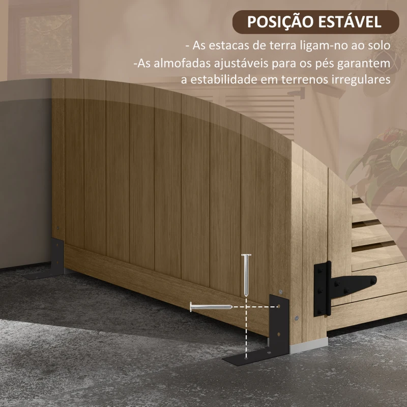 Outsunny Armário de Jardim de Madeira 0,83 m² 127x65x168 cm com 2 Portas de Persiana 2 Prateleiras 2 Alças e Telhado Impermeável Natural