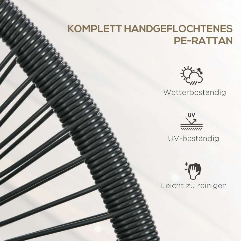 Outsunny Fotel Rattanowy w Stylu Boho, 132 cm x 72 cm x 83 cm, Czarny