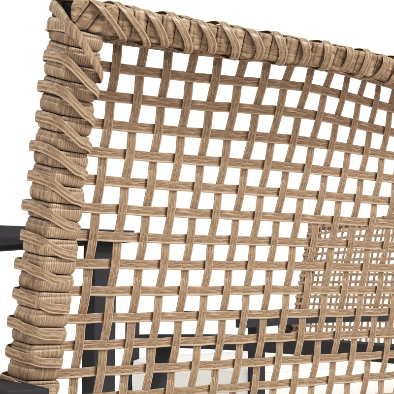 Outsunny Tuinset, 5-delig, Tafel, 4 Stoelen met Zitkussens, Metalen Frame, Rattan Decor, Natuurlijk