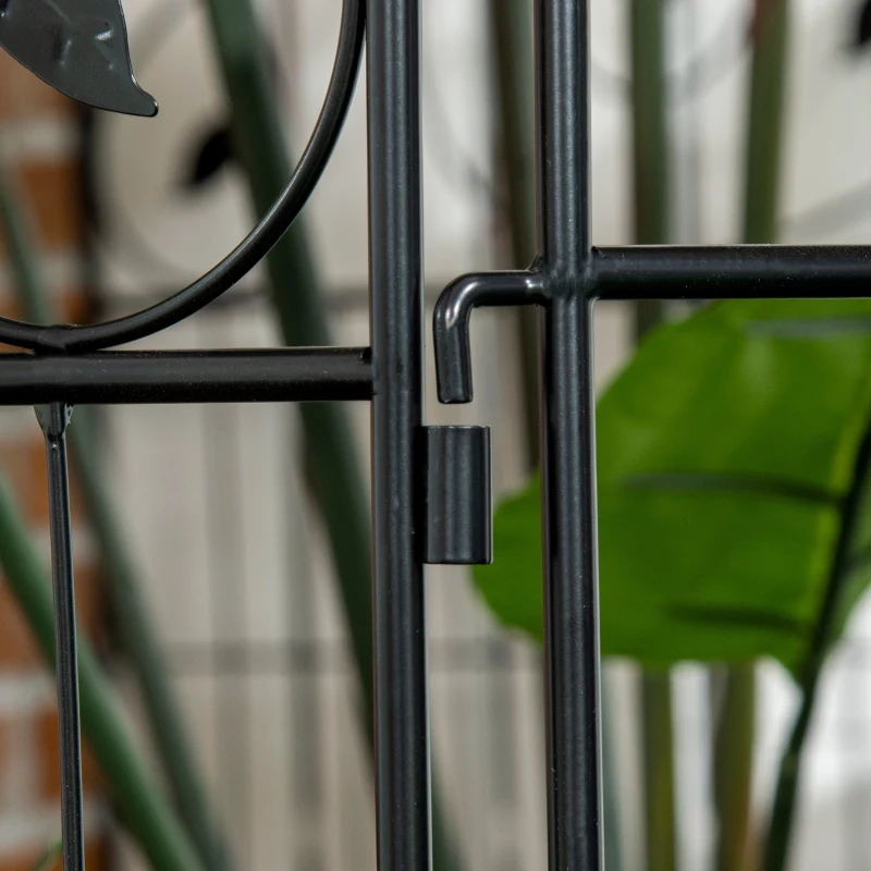 Outsunny Płot ogrodowy Płot z kraty Furtka, Wzornictwo Vintage, odporny na warunki atmosferyczne, 365 cm x 0,8 cm x 112 cm, Czarny