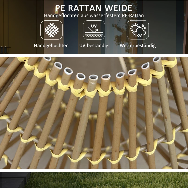 Outsunny Tuinlamp op Zonne-energie, PE-Rattan, Boho-Design, 31 cm x 31 cm x 32 cm, Geel