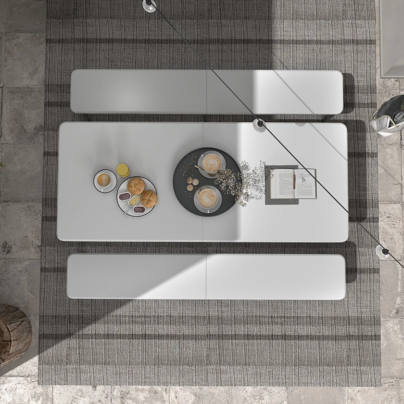 Outsunny Zestaw piwny dla 6 osób, 3-częściowy, składany, lekki, odporny na warunki atmosferyczne, stalowa rama, Biały