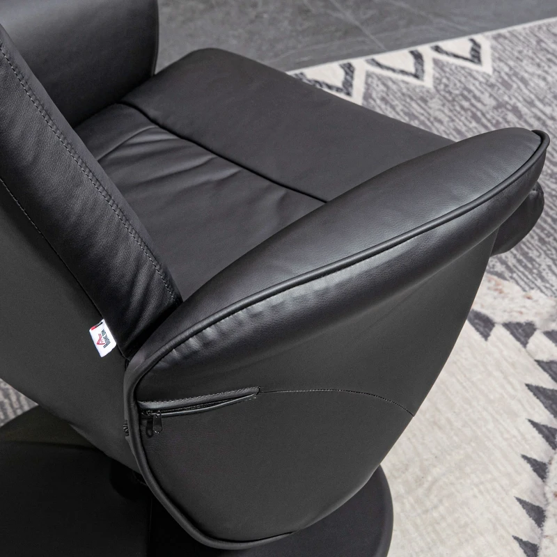 HOMCOM 2-delige fauteuilset Fauteuil met voetenbank Relaxfauteuil met voetenbank, verstelbare hoogte, verstelbare rugleuning, zwart