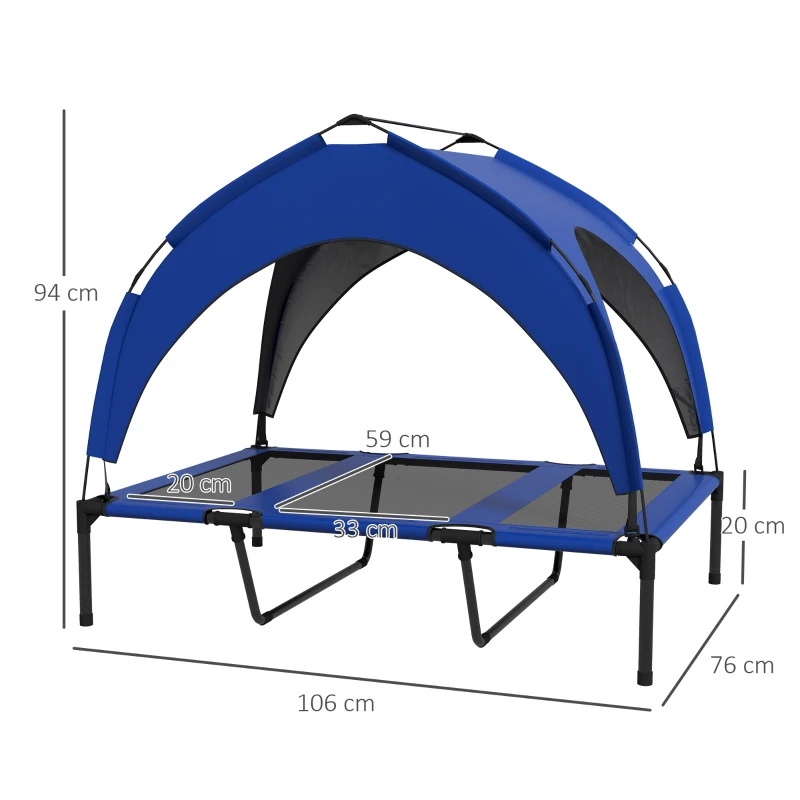 PawHut Legowisko dla psa na zewnątrz, odporne na warunki atmosferyczne, podwyższone, 106 x 76 x 94 cm, Granatowy