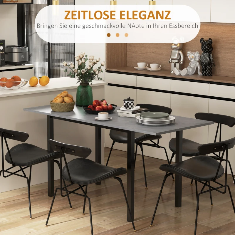 HOMCOM Stół jadalny, stół kuchenny, rozkładany, dla 6 osób, 160x70, Ciemnoszary