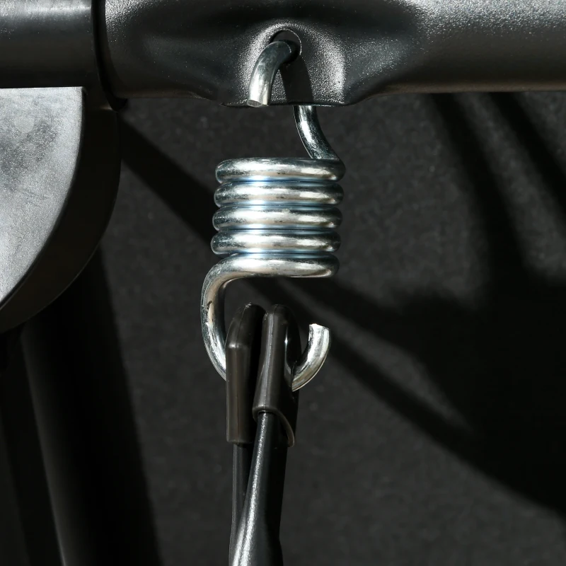 Outsunny Huśtawka ogrodowa 3-osobowa z regulowanym daszkiem przeciwsłonecznym, ochrona UV, ławka huśtawki do 330 kg, tkanina tekstylna, do ogrodu, tarasu, kolor czarny