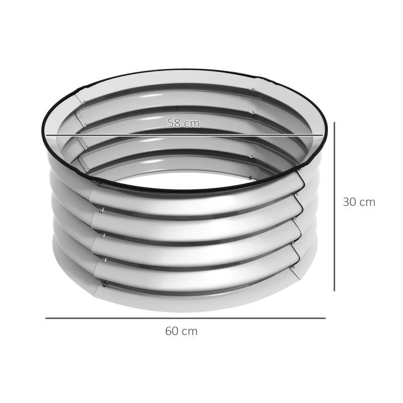 Outsunny 2-delige set verhoogde plantenbak, modulair verhoogd bed, 2 stuks, zonder bodem, Ø60 x 30 cm, zilver