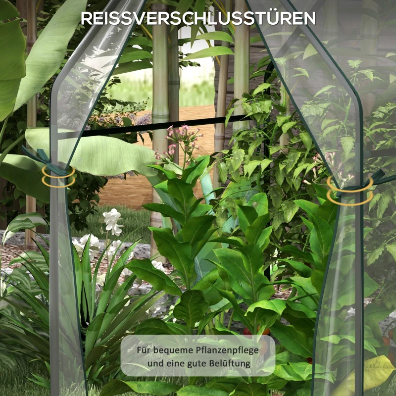 Outsunny Szklarnia dla Młodych Rosnących Roślin, 90 cm x 90 cm x 145 cm, Przezroczysty + Czarny