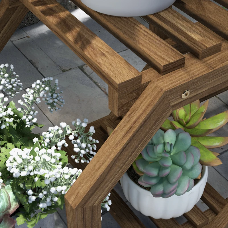 Outsunny Stojak na Kwiaty, 6 Półek, mobilny, Wewnętrzny i Zewnętrzny, 86 x 30 x 102 cm, Ciemnobrązowy