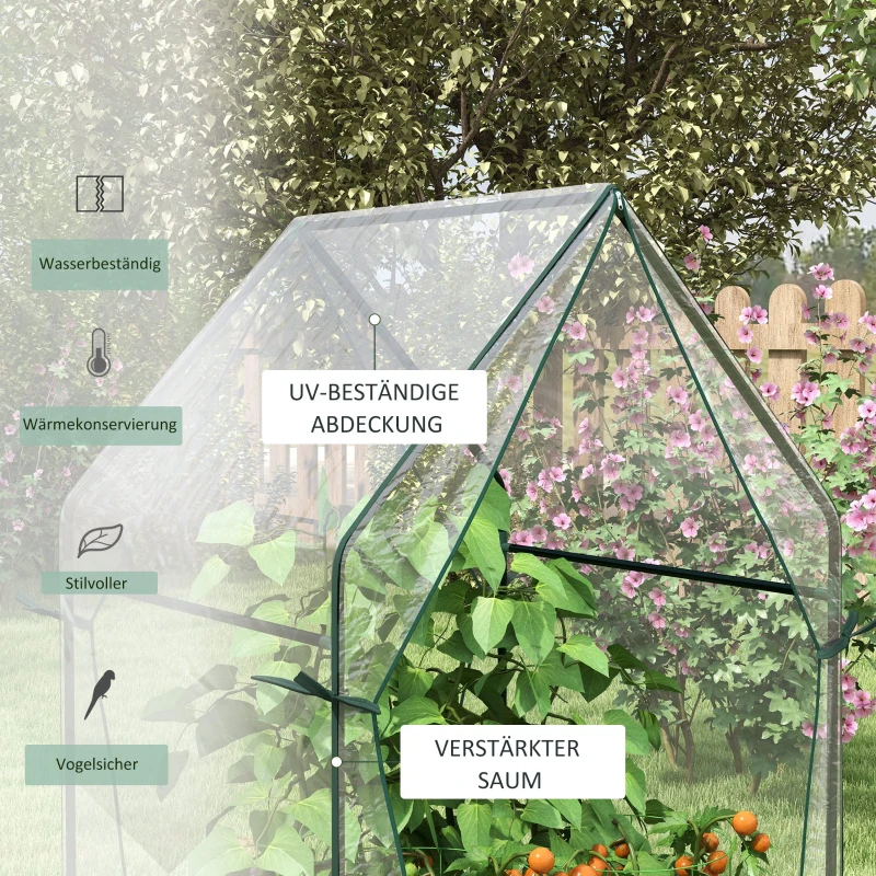 Outsunny Szklarnia dla Młodych Rosnących Roślin, 90 cm x 90 cm x 145 cm, Przezroczysty + Czarny