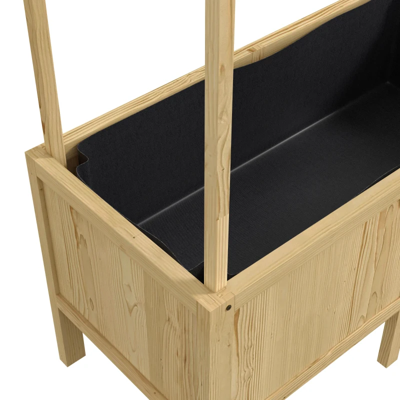 Outsunny Houten verhoogde plantenbak met dak, afwateringsgaten, voering van vliesdoek, weerbestendig, sparrenhout, 110x60x152 cm