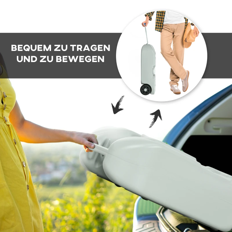 Outsunny Afvalwatertank, 40L, verrijdbaar, met slang, spatvrij, HDPE, 37x23x80cm, Grijs