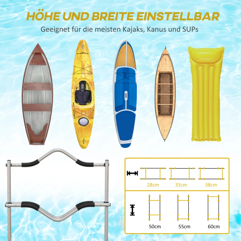 SPORTNOW Regulowany wózek kajakowy, przyczepka do łodzi i deski surfingowej z paskiem mocującym do kajaka, deski surfingowej, paddleboardu, aluminium, żółty