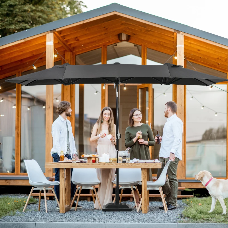 Outsunny Large Sun Umbrella, adjustable in height, tiltable, 150x295x170-214 cm, Gray