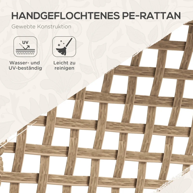 Outsunny Tuinset, 5-delig, Tafel, 4 Stoelen met Zitkussens, Metalen Frame, Rattan Decor, Natuurlijk