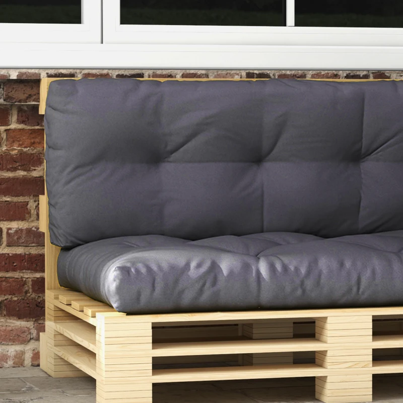 Outsunny Poduszki na palety, zestaw 3 sztuki, poduszki na ławki z ochroną UV, poduszki na meble ogrodowe, poduszki na taras, kolor ciemnoszary