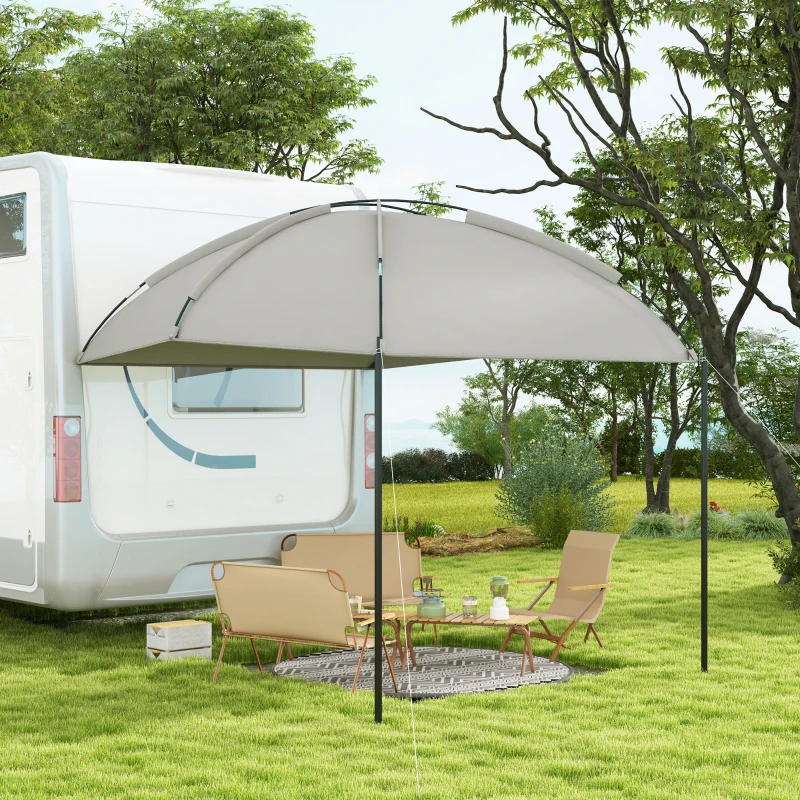 Outsunny Autozonnescherm Achtertent, Zonnescherm, inclusief transporttas, 290 x 278 x 260 cm, Lichtgrijs