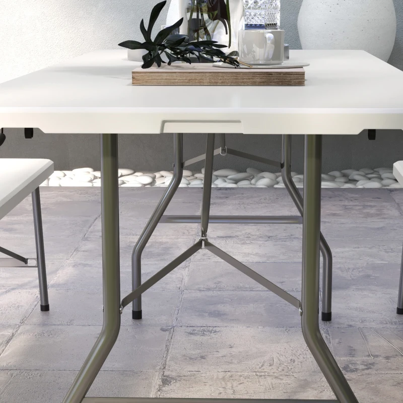 Outsunny Stolik ogrodowy Stolik składany Outdoor, 180 cm x 75 cm x 73 cm, Biały + Szary