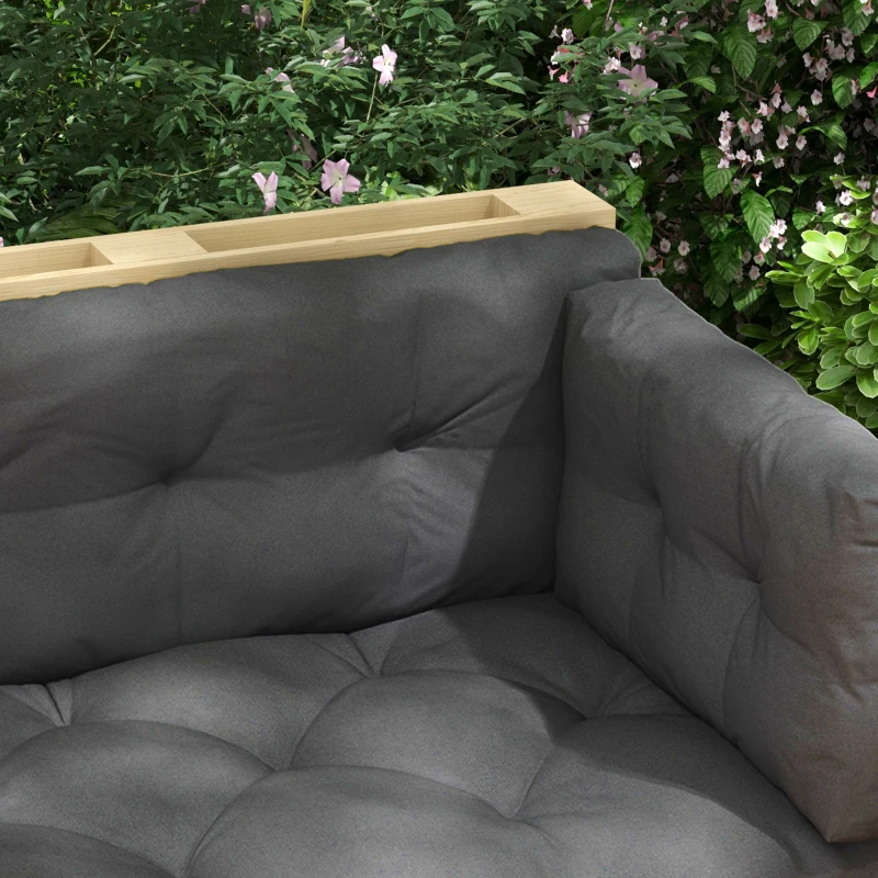 Outsunny Poduszki na palety, zestaw 3 sztuki, poduszki na ławki z ochroną UV, poduszki na meble ogrodowe, poduszki na taras, kolor ciemnoszary