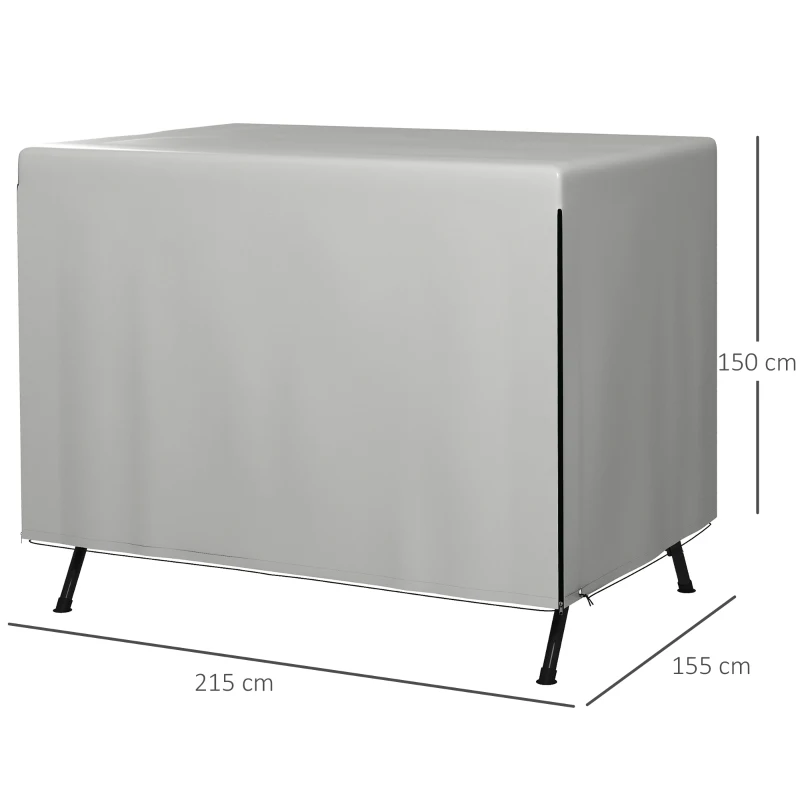 Outsunny Osłona na Meble Ogrodowe, Pokrowiec Ochronny dla Mebli Zewnętrznych, 215 cm x 155 cm x 150 cm, Szary