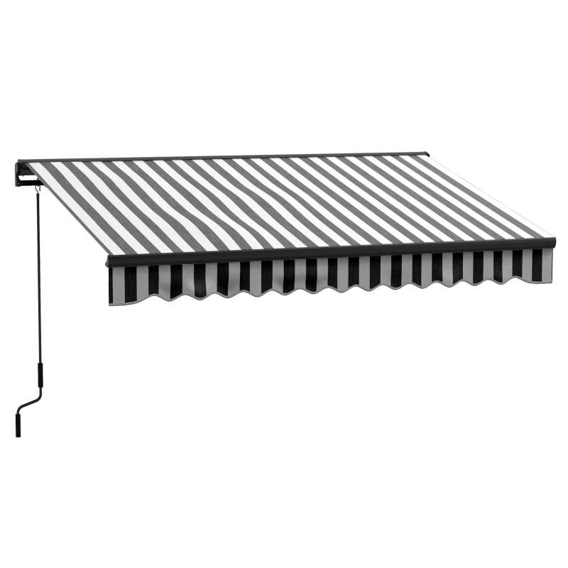 Outsunny Zonneluifel Luifel Terrasluifel, weerbestendig, 1 Handzwengel, 295 x 250 x 150 cm, Grijs + Wit