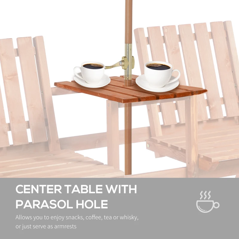 Outsunny 2-Seater Fir Wood Bench w/ Centre Table(m-6)