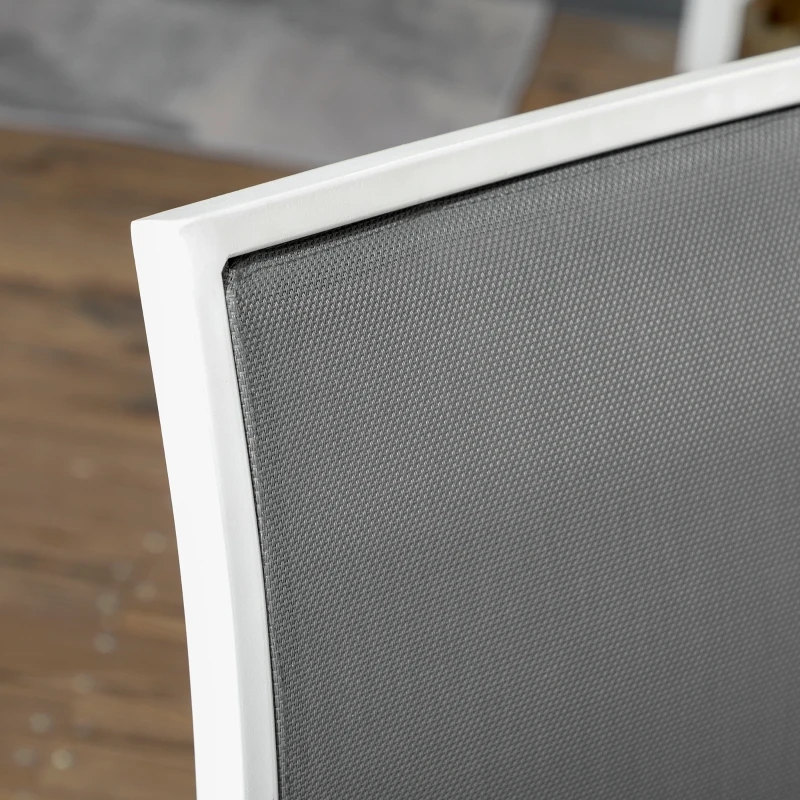 Outsunny Conjunto de Refeição de Jardim de 7 Peças com 1 Mesa e 6 Cadeiras Empilháveis Estilo Moderno Branco e Cinza